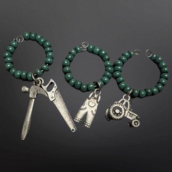 Farming Handyman Charms Saw Hammer Overalls & Tractor - Picture 1 of 7